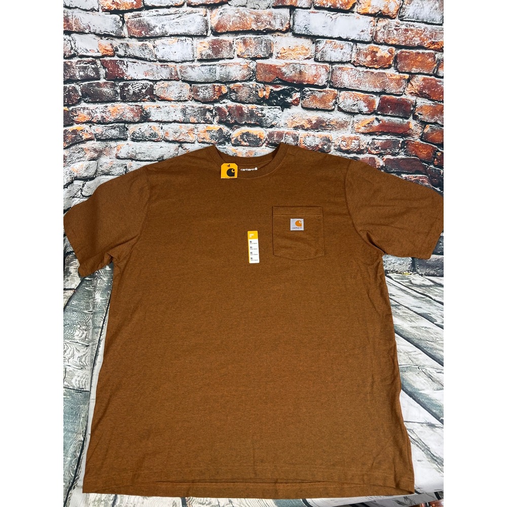 Carhartt K87 Pocket T-Shirt Mens XL Loose Fit Heather Brown Workwear Tee New